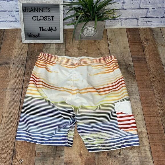 Volcom Men's Colorful Striped Cargo Surf Swim Board Shorts Size 34 - Picture 5 of 10